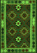 Serging Thickness of Machine Washable Oriental Green Traditional Area Rugs, wshcon1188grn