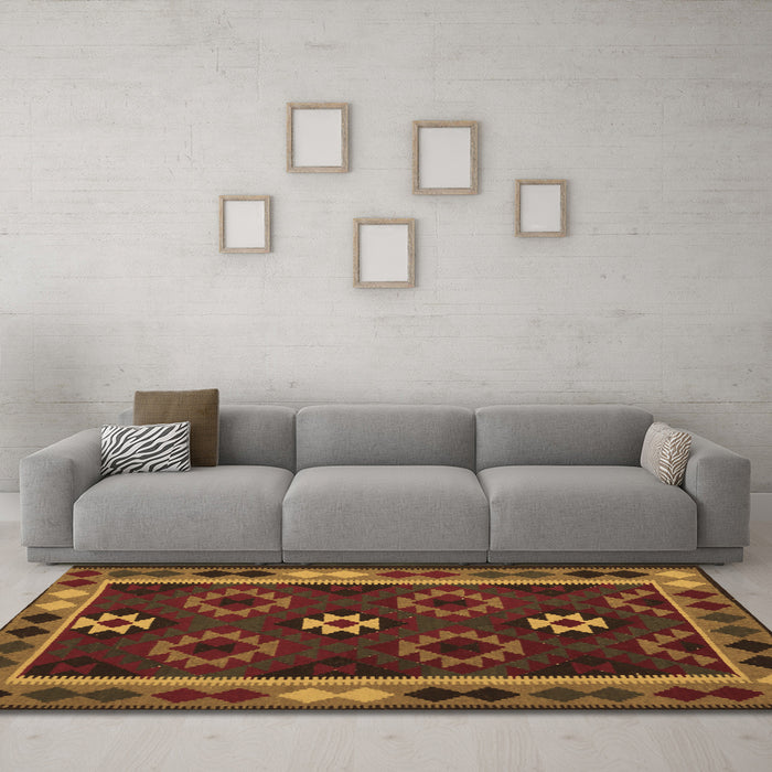 Machine Washable Oriental Brown Traditional Rug in a Living Room,, wshcon1188brn