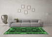 Machine Washable Oriental Emerald Green Traditional Area Rugs in a Living Room,, wshcon1188emgrn