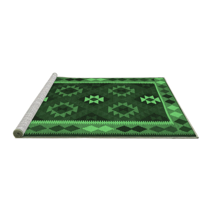 Sideview of Machine Washable Oriental Emerald Green Traditional Area Rugs, wshcon1188emgrn