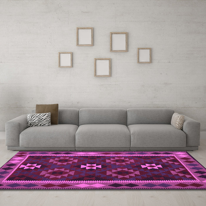 Machine Washable Oriental Purple Traditional Area Rugs in a Living Room, wshcon1188pur