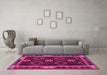 Machine Washable Oriental Pink Traditional Rug in a Living Room, wshcon1188pnk