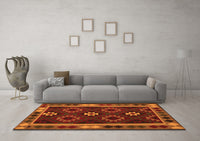 Machine Washable Oriental Orange Traditional Rug, wshcon1188org