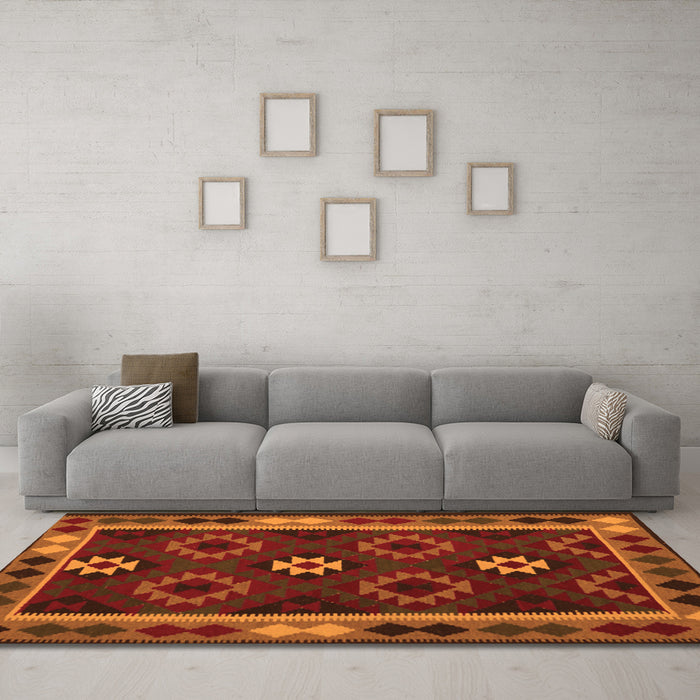Machine Washable Oriental Orange Traditional Area Rugs in a Living Room, wshcon1188org