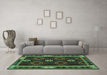 Machine Washable Oriental Turquoise Traditional Area Rugs in a Living Room,, wshcon1188turq