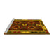 Sideview of Machine Washable Oriental Yellow Traditional Rug, wshcon1188yw