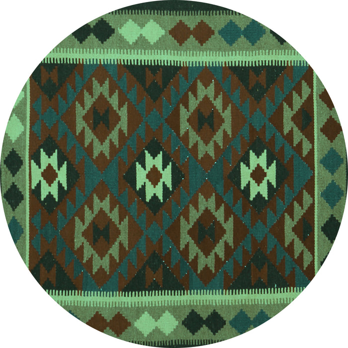 Round Oriental Turquoise Traditional Rug, con1188turq