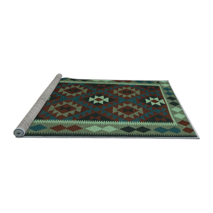 Sideview of Machine Washable Oriental Light Blue Traditional Rug, wshcon1188lblu