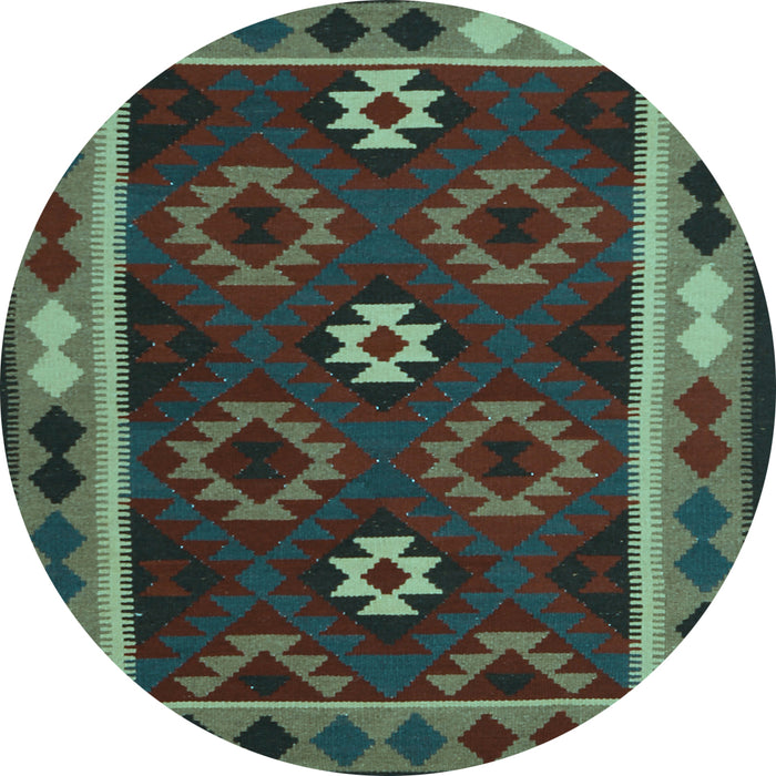 Round Machine Washable Oriental Light Blue Traditional Rug, wshcon1188lblu