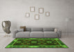 Machine Washable Oriental Green Traditional Area Rugs in a Living Room,, wshcon1188grn