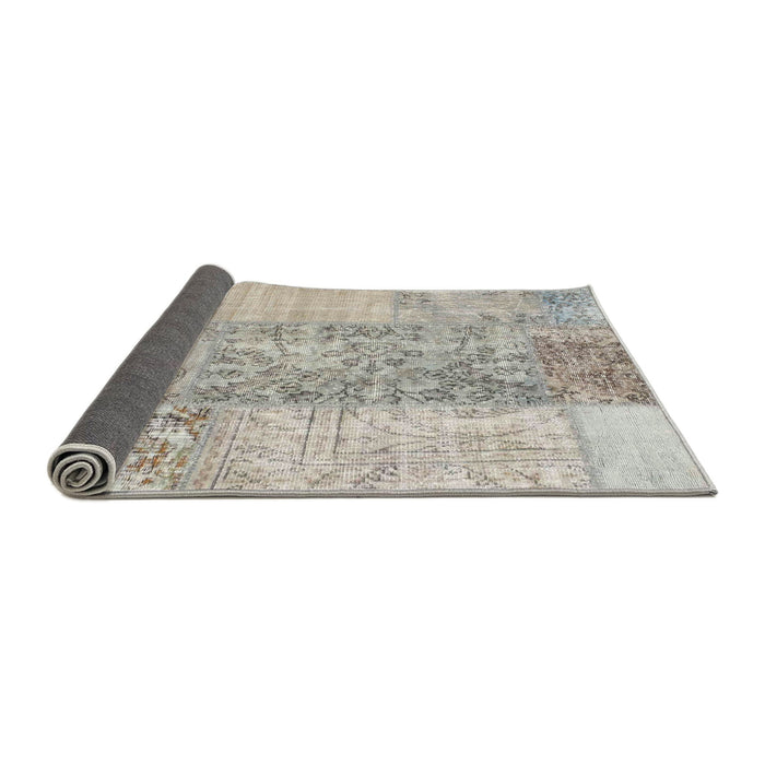 Thickness of Contemporary Pale Silver Gray Patchwork Rug, con1189