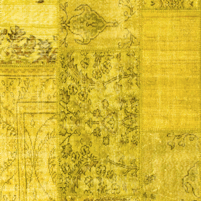 Machine Washable Patchwork Yellow Transitional Rug, wshcon1189yw