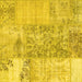 Square Machine Washable Patchwork Yellow Transitional Rug, wshcon1189yw