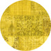 Round Patchwork Yellow Transitional Rug, con1189yw