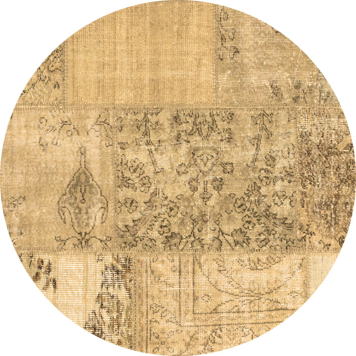 Round Patchwork Brown Transitional Rug, con1189brn