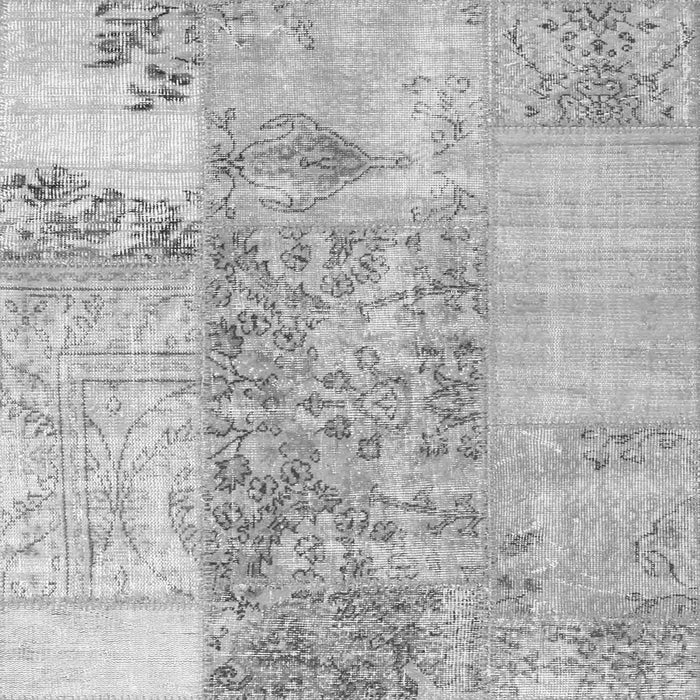 Round Machine Washable Patchwork Gray Transitional Rug, wshcon1189gry