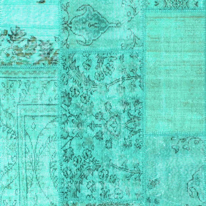 Machine Washable Patchwork Turquoise Transitional Area Rugs, wshcon1189turq