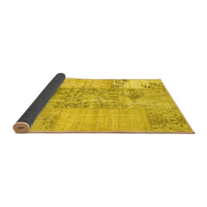Sideview of Patchwork Yellow Transitional Rug, con1189yw