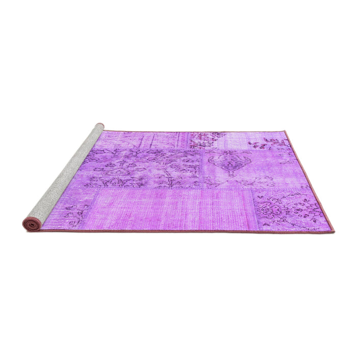 Sideview of Machine Washable Patchwork Purple Transitional Area Rugs, wshcon1189pur