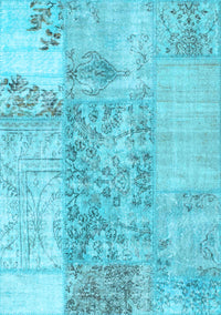 Patchwork Light Blue Transitional Rug, con1189lblu