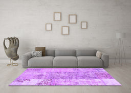 Machine Washable Patchwork Purple Transitional Area Rugs in a Living Room, wshcon1189pur