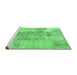 Sideview of Machine Washable Patchwork Emerald Green Transitional Area Rugs, wshcon1189emgrn