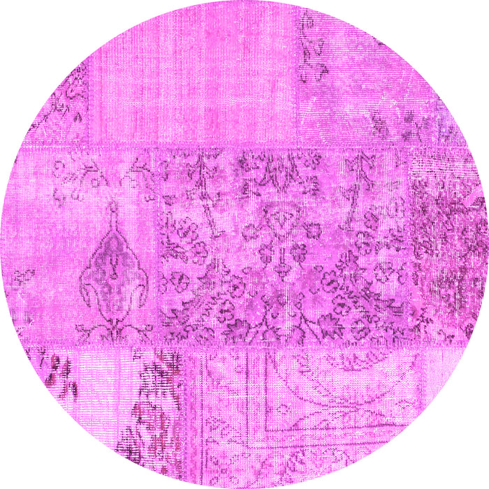 Round Patchwork Pink Transitional Rug, con1189pnk
