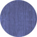 Round Abstract Blue Contemporary Rug, con118blu