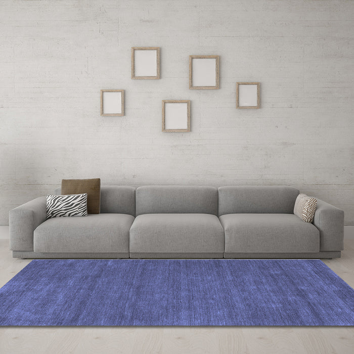 Machine Washable Abstract Blue Contemporary Rug in a Living Room, wshcon118blu