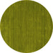 Round Abstract Yellow Contemporary Rug, con118yw