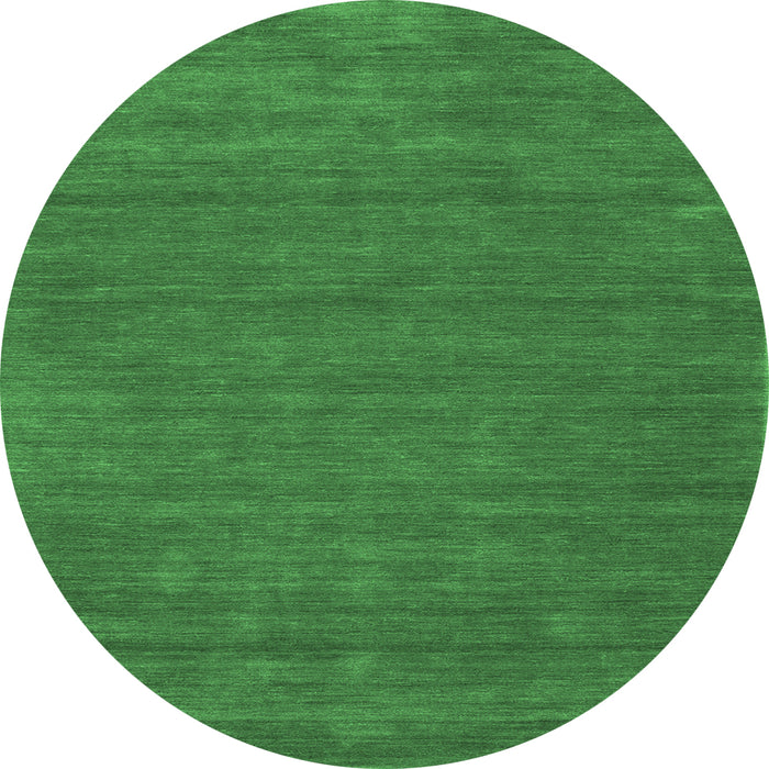 Round Machine Washable Abstract Emerald Green Contemporary Area Rugs, wshcon118emgrn