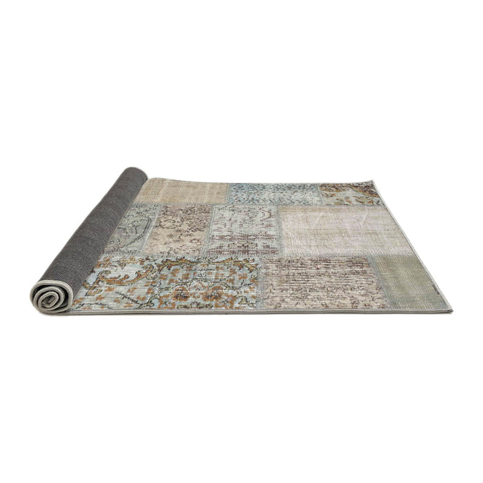 Thickness of Contemporary Pale Silver Gray Patchwork Rug, con1190
