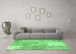 Machine Washable Patchwork Emerald Green Transitional Area Rugs in a Living Room,, wshcon1190emgrn