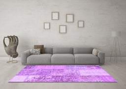 Machine Washable Patchwork Purple Transitional Area Rugs in a Living Room, wshcon1190pur