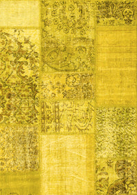 Patchwork Yellow Transitional Rug, con1190yw