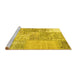 Sideview of Machine Washable Patchwork Yellow Transitional Rug, wshcon1190yw