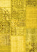 Machine Washable Patchwork Yellow Transitional Rug, wshcon1190yw