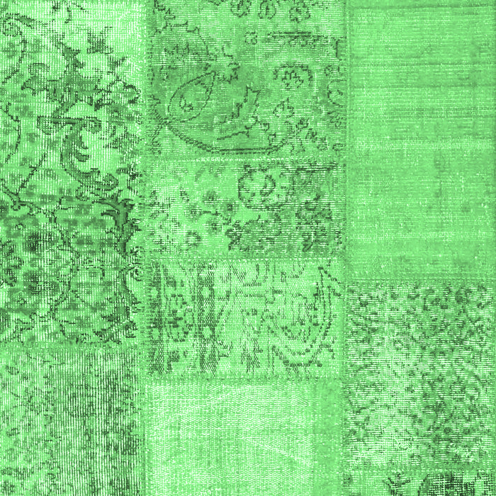 Machine Washable Patchwork Emerald Green Transitional Area Rugs, wshcon1190emgrn