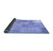 Sideview of Patchwork Blue Transitional Rug, con1190blu