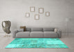 Machine Washable Patchwork Turquoise Transitional Area Rugs in a Living Room,, wshcon1190turq