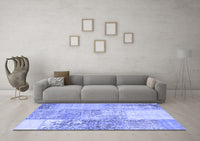 Machine Washable Patchwork Blue Transitional Rug, wshcon1190blu