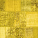 Square Machine Washable Patchwork Yellow Transitional Rug, wshcon1190yw