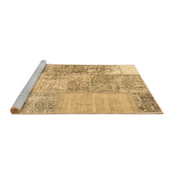 Sideview of Machine Washable Patchwork Brown Transitional Rug, wshcon1190brn