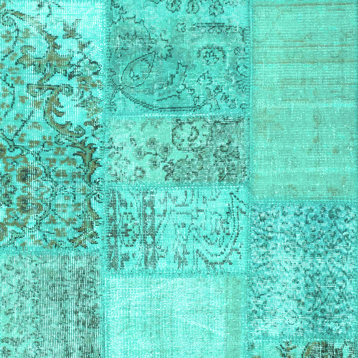 Machine Washable Patchwork Turquoise Transitional Area Rugs, wshcon1190turq