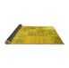 Sideview of Patchwork Yellow Transitional Rug, con1190yw