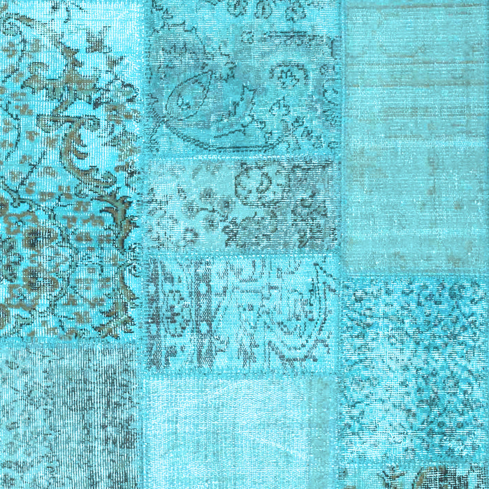 Machine Washable Patchwork Light Blue Transitional Rug, wshcon1190lblu