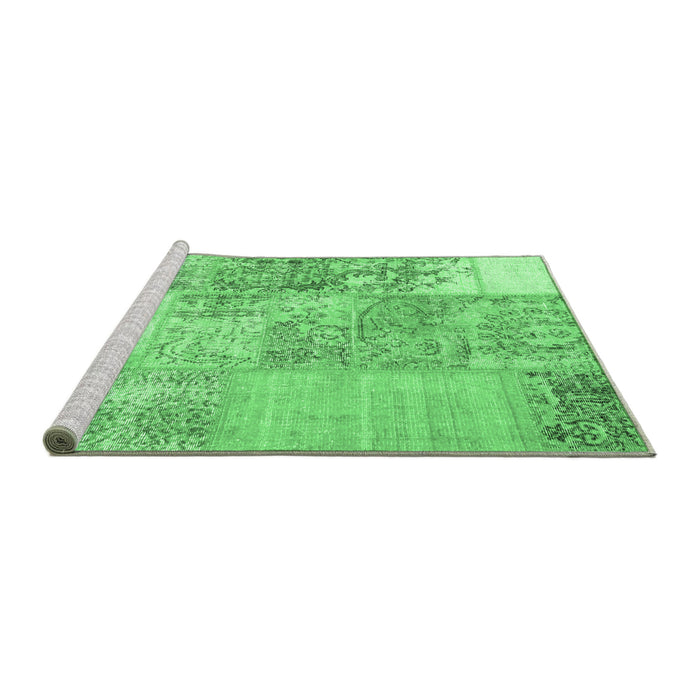 Sideview of Machine Washable Patchwork Emerald Green Transitional Area Rugs, wshcon1190emgrn