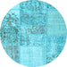 Round Patchwork Light Blue Transitional Rug, con1190lblu