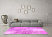 Machine Washable Patchwork Pink Transitional Rug in a Living Room, wshcon1190pnk