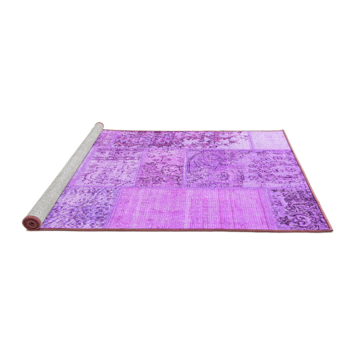 Sideview of Machine Washable Patchwork Purple Transitional Area Rugs, wshcon1190pur